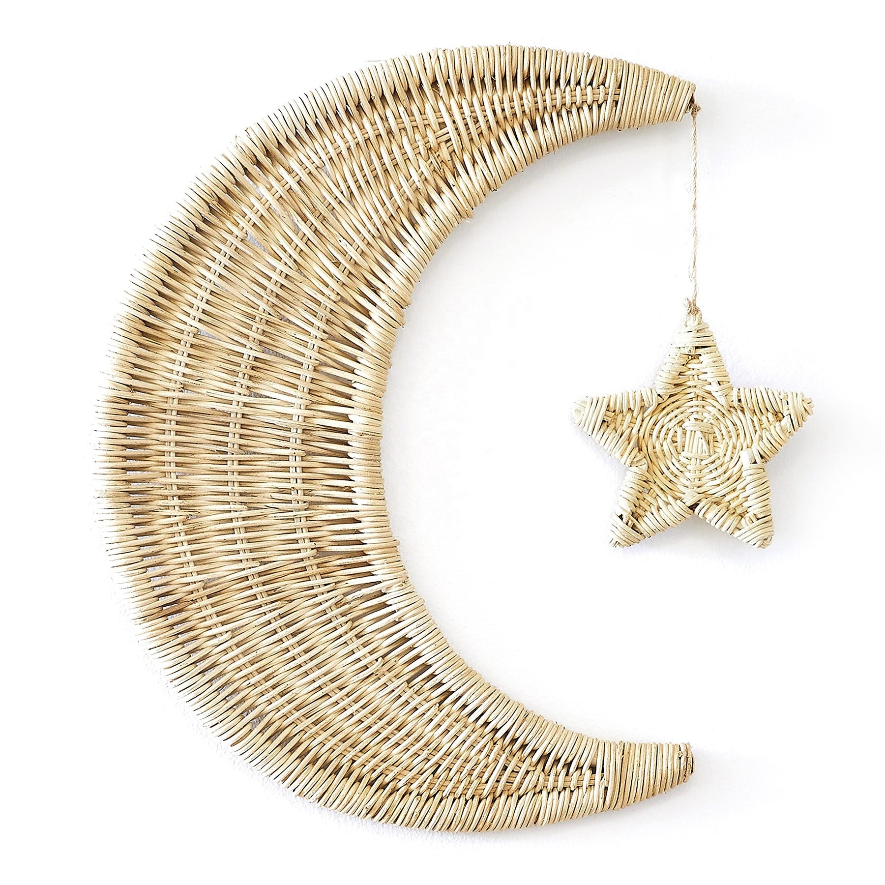 Nursery Decor Organic Rattan Moon Star  Rattan Moon Wall Decor