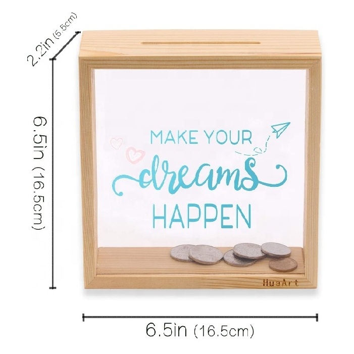 Decorative Shadow Box Wooden Frame Money Coin Piggy Banks