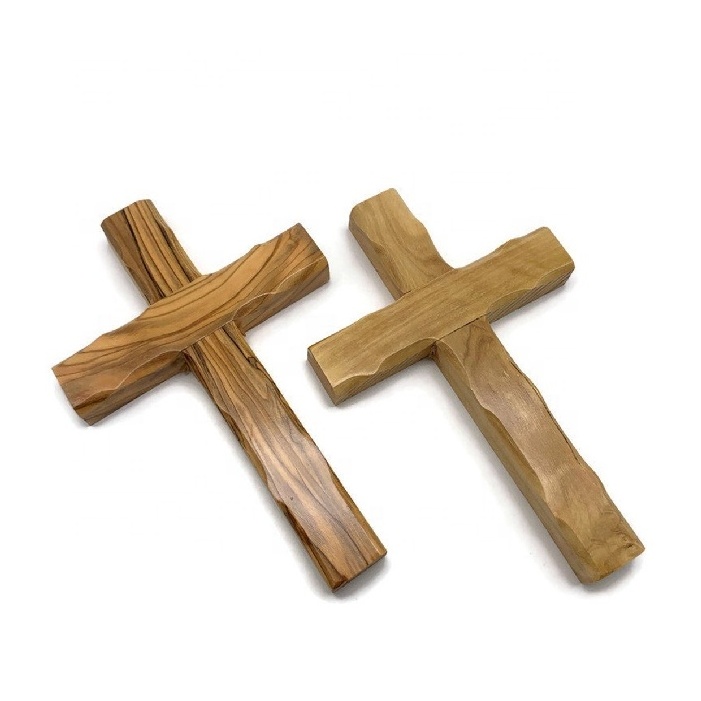 Handmade Religious Decor Holy Land Wall Hanging Simple Olive Wood Cross