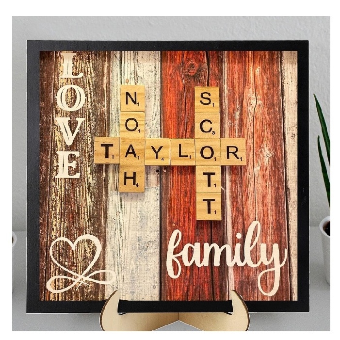 Father's day Rustic Farmhouse Decor Scrabble Tile Wall Art Scrabble Family Name Board