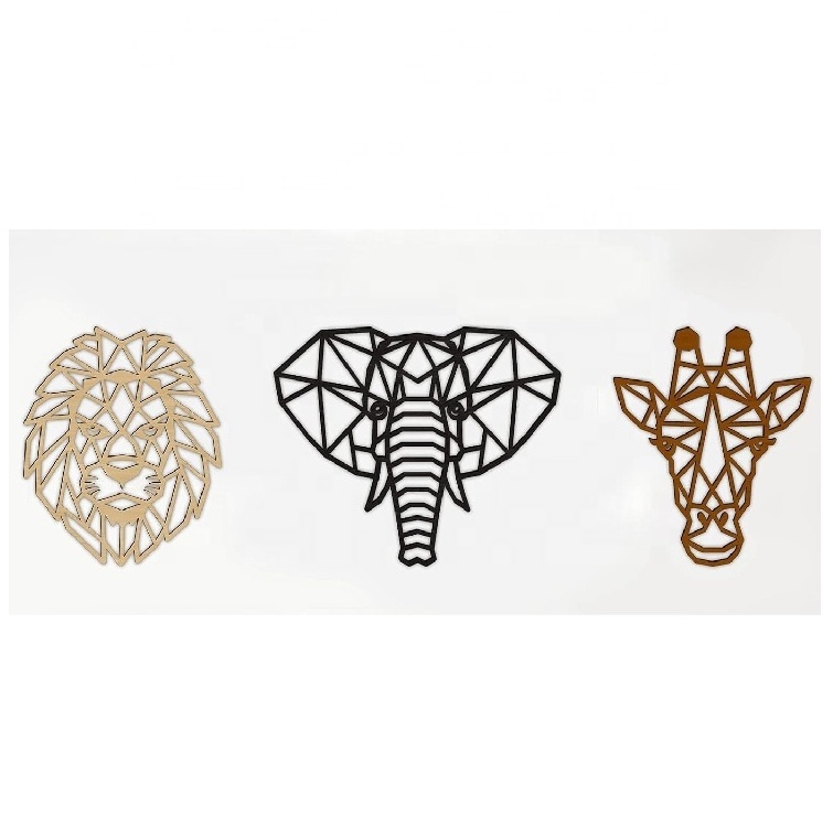 Lion Elephant Giraffe Art for Nursery  Modern Living Room 3 Pieces Safari Decor Animal Wall Art