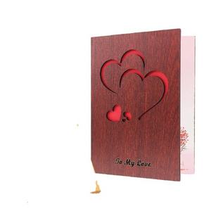 Gift Idea Card Handmade Walnut Wood Love Greeting Card For Birthday Valentine's Day Anniversary