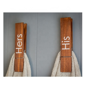 Farmhouse Bathroom Decor His and Hers Set Jumbo Clothespin Bathroom Towel Holder