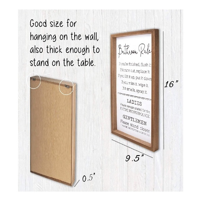 Funny Farmhouse Toilet Decorations Restroom Wall Decor Bathroom Rules Sign