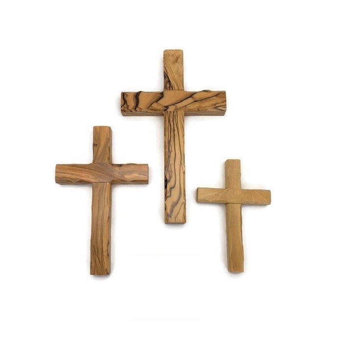 Handmade Religious Decor Holy Land Wall Hanging Simple Olive Wood Cross