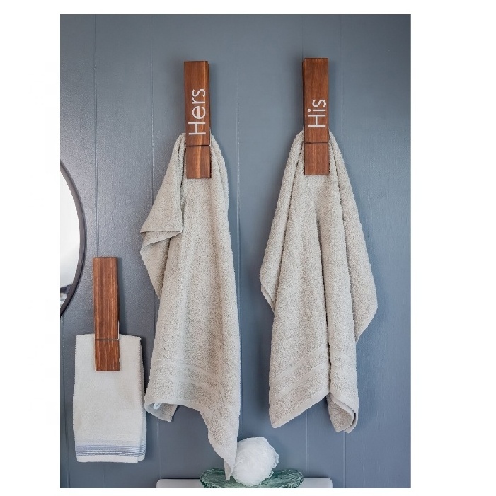 Farmhouse Bathroom Decor His and Hers Set Jumbo Clothespin Bathroom Towel Holder