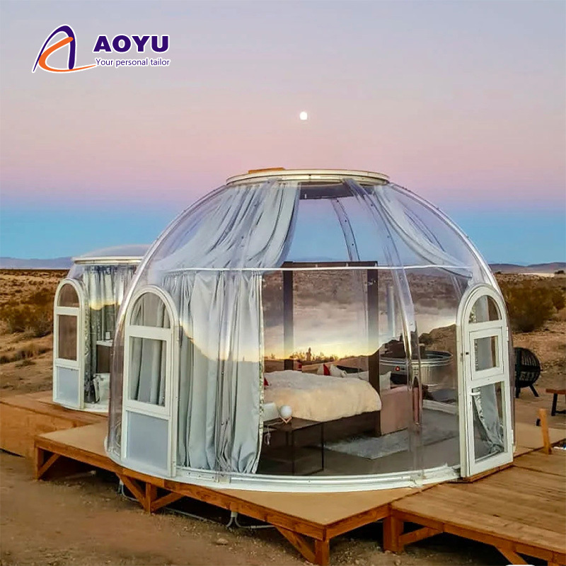 AOYU free standing sunroom igloo outdoor durable waterproof luxury large geodesic Glass Dome Tent For Event houses for sale