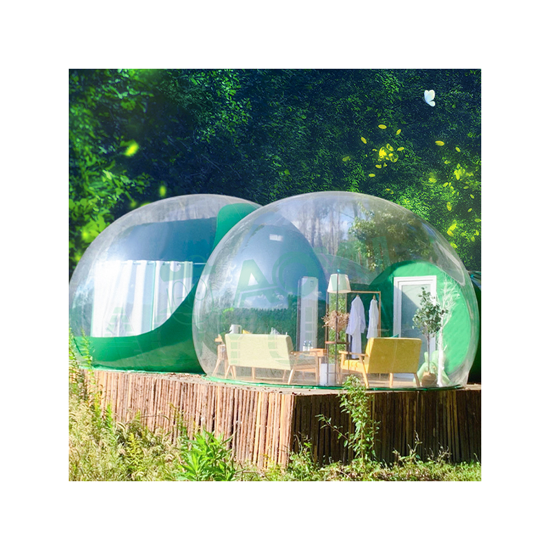 AOYU exhibition decorative trampolin iglo luxurious inflatable star view bubble tent for camp two bedroom on  with light