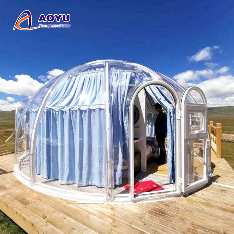 AOYU winter geodesic outdoor pc waterproof dome circus outdoor camping hotel tent resort strong glamping large