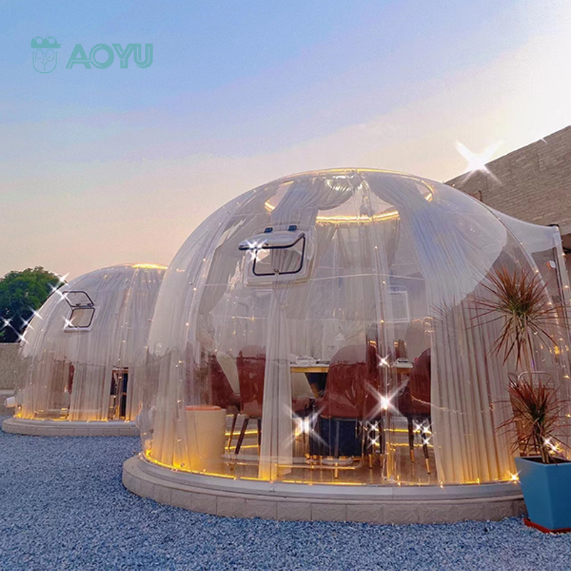 AOYU Prefab cabin house restaurant home transparent bubble glamping dome air rental dome tents for events