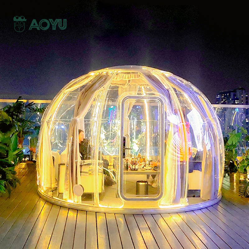 AOYU Prefab cabin house restaurant home transparent bubble glamping dome air rental dome tents for events