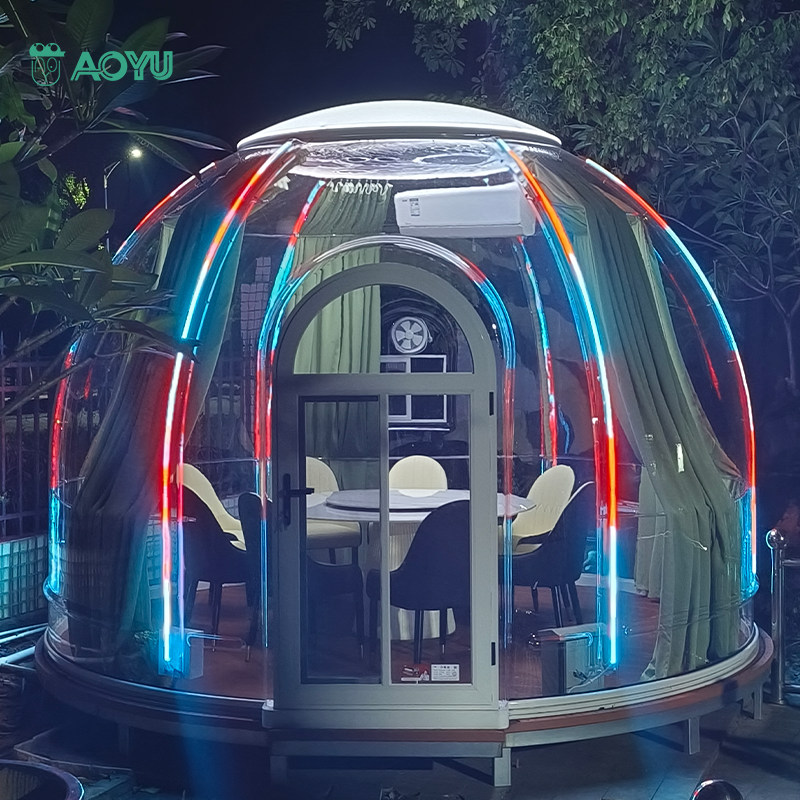 AOYU outdoor waterproof luxury polycarbonate bubble dome tent house with bathroom hemisphere tent modular prefab