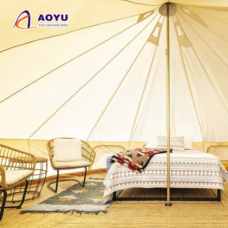 AOYU Outdoor 3m 4m 5m 6m Family Camping House Canvas Yurt Teepee Mongolian Bell Tent For Sale