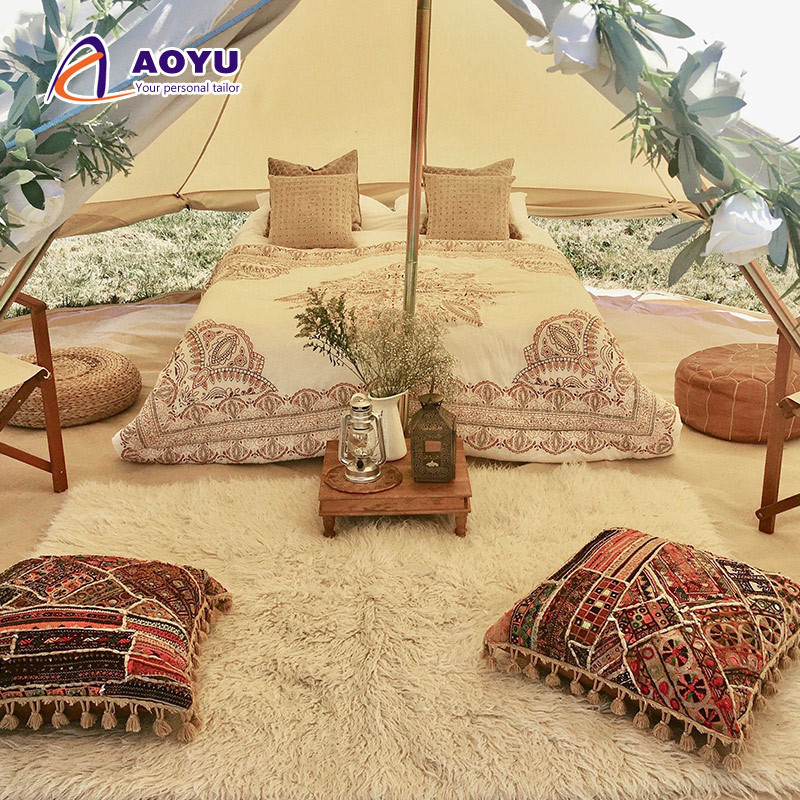 AOYU Customized Life Tent Outdoor luxury Waterproof Camping Cotton Canvas 5m Bell Tent Teepee Yurt Glamping Bell Tent