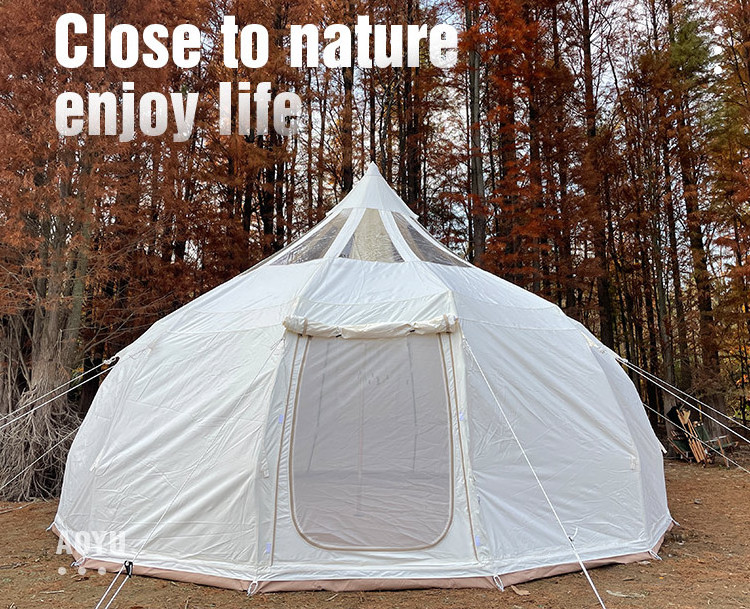 AOYU Canvas Lotus Water Drop Bell Tent For Outdoor Camping, Luxury Large Cotton Waterproof Lotus Tent With Star Window