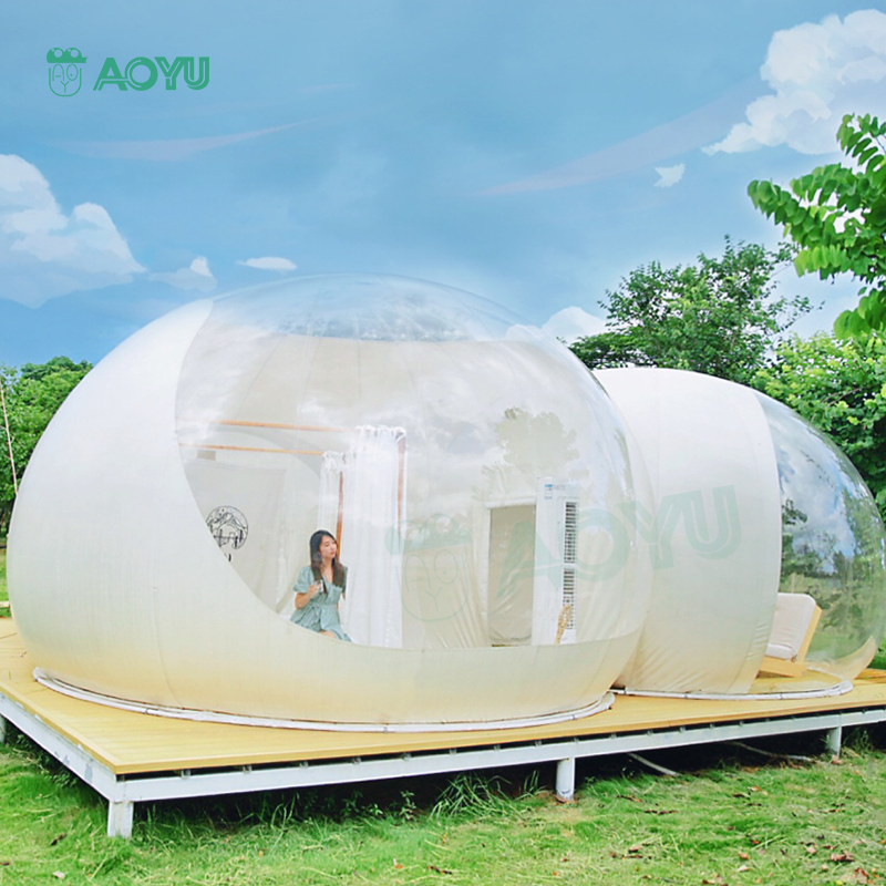 Aoyu PVC Three Bubble Tent Customized Large Luxury Family  Camping Tent house  for Outdoor  Tent