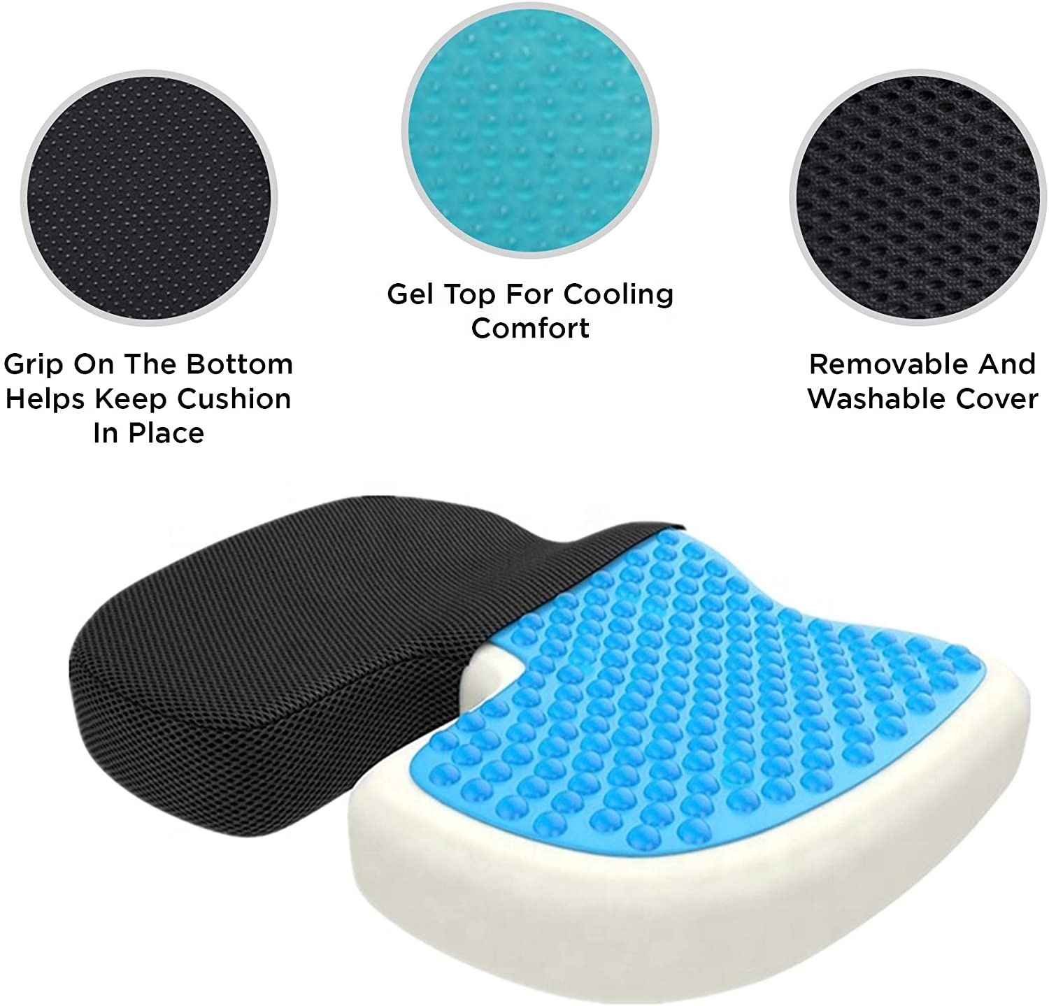 Breathable Mesh Fabric Memory Foam Seat Back Support Lumbar Support Pillow And cooling Gel Seat Cushion Sets for Office Chair