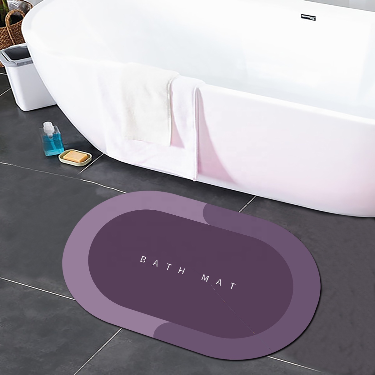 Natural rubber bath mat Custom Anti Slip soft diatomite mat fast drying Super Absorbent Floor bath Mat Bathroom carpet