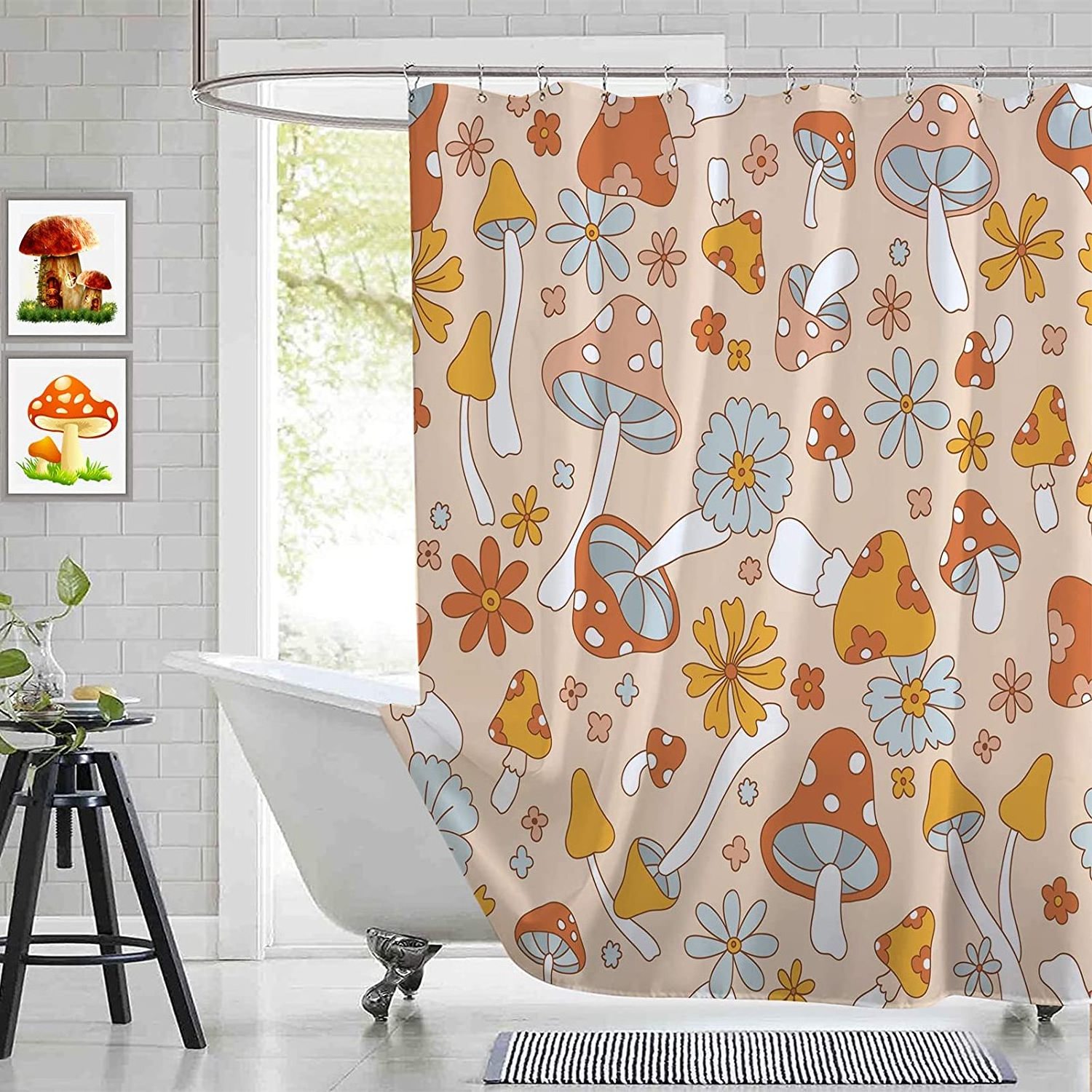 CF BCRP101 Cute cartoon Print Shower Curtain polyester shower curtain Fabric Waterproof Mildew Free Bath Curtain