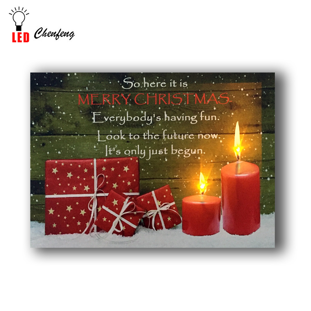 Lighted wall pictures led christmas canvas painting candles with quote design wall printing for home decor dropshipping