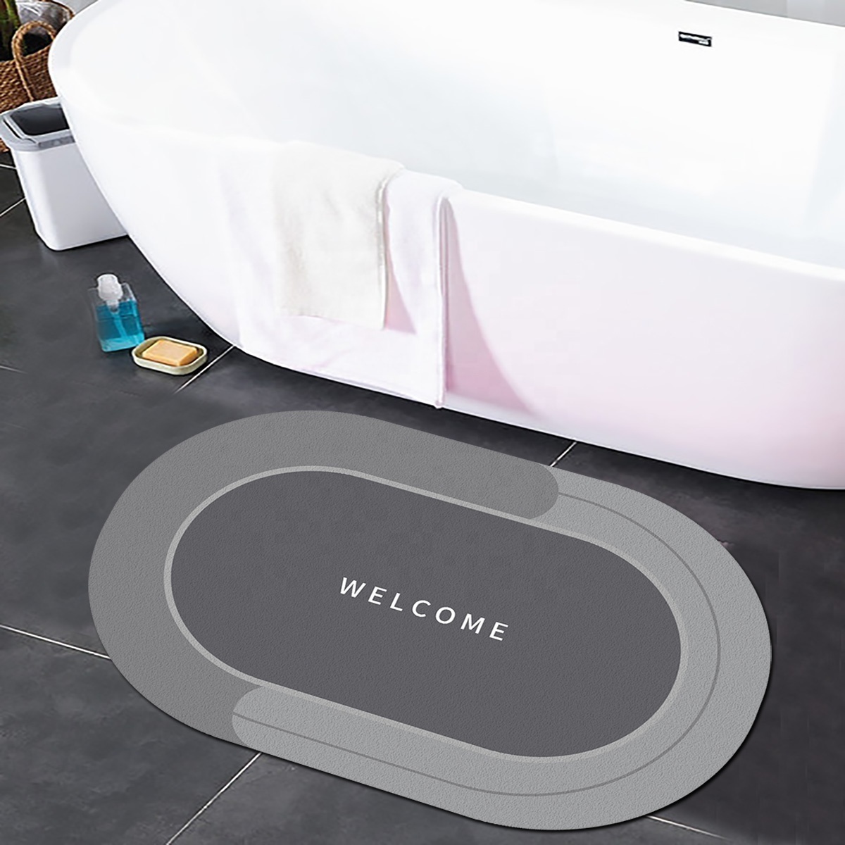 Natural rubber bath mat Custom Anti Slip soft diatomite mat fast drying Super Absorbent Floor bath Mat Bathroom carpet