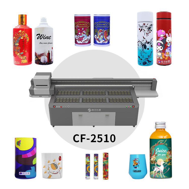 CF-2510 Rotary UV Printer for Bottles Tumblers Thermos Cups Printing Machine 360 Degree Size G5i Head Inkjet Cylinder Printer