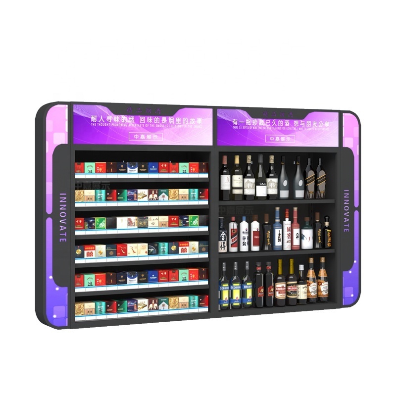 smoke shop Cigarette dispenser shelf metal supermarket tobacco cigarette display cabinet