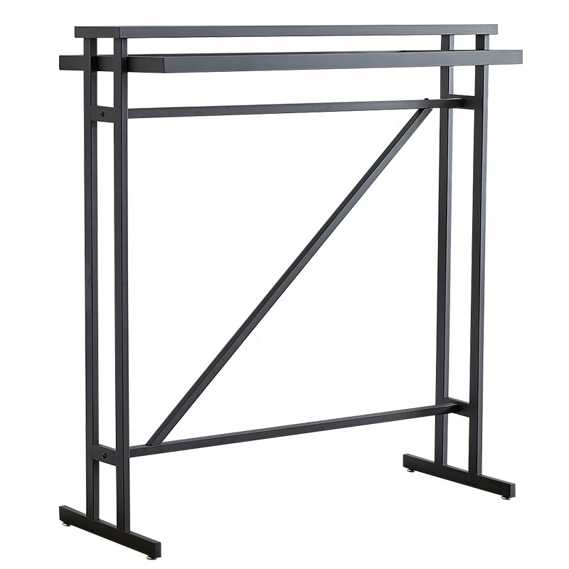 wholesale Clothes Display Stand Clothing Store Retail Display Metal Rack with Wood Board Clothes Hanger