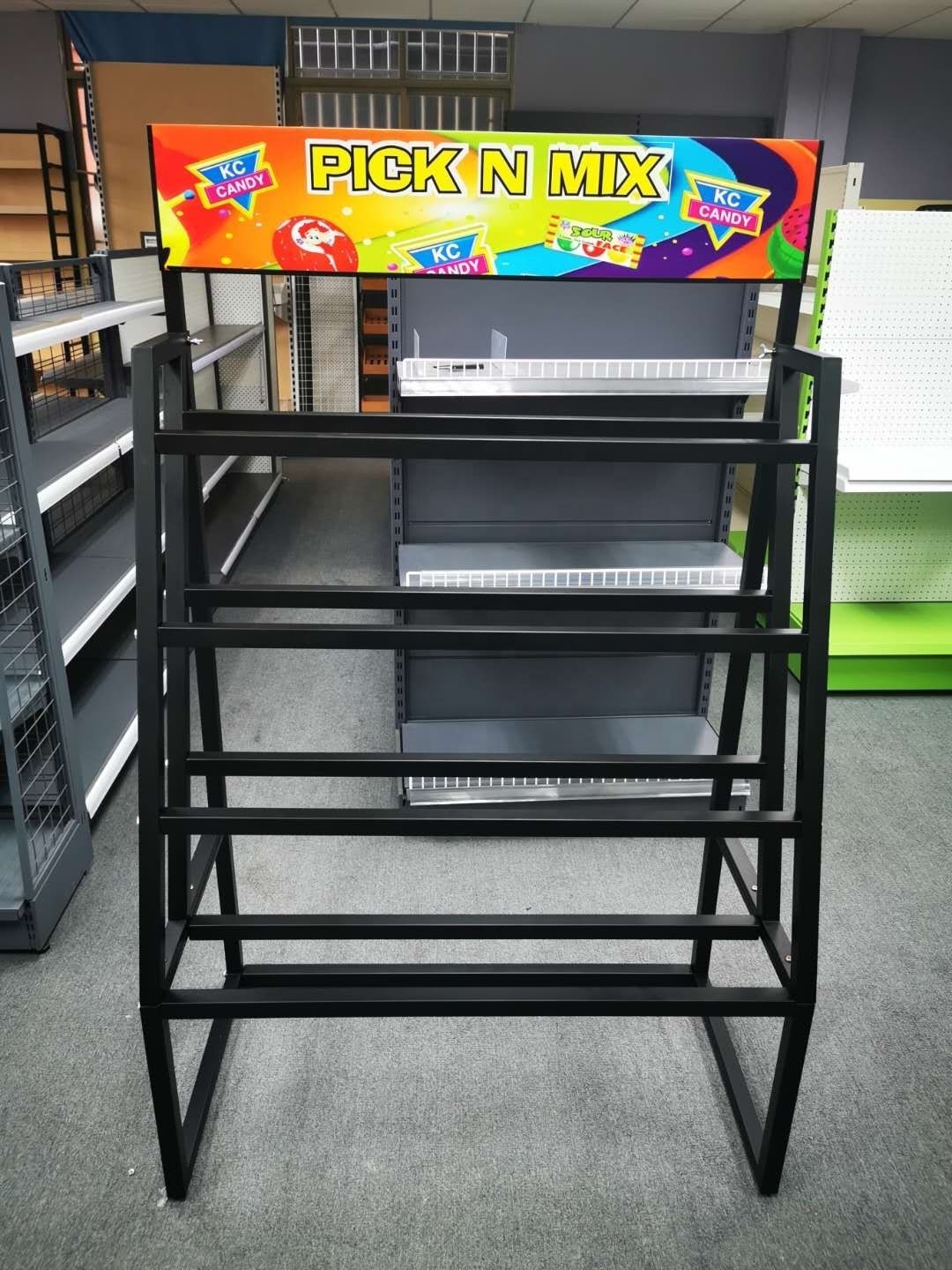 Wholesale display shelves supermarket candy display racks  with Acrylic Bins