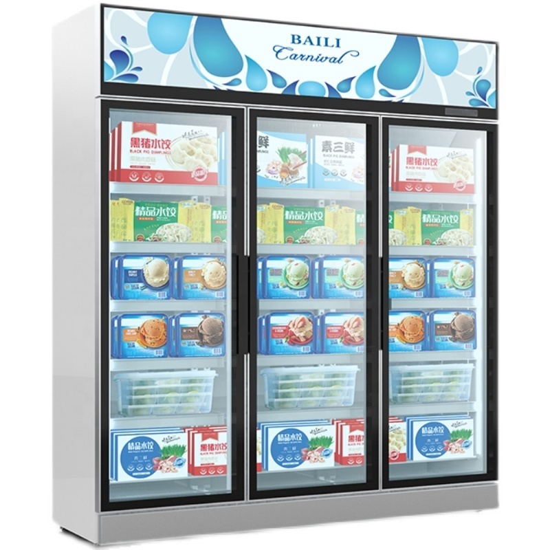 Double-door vertical refrigerated display cabinet Refrigerator commercial freezer