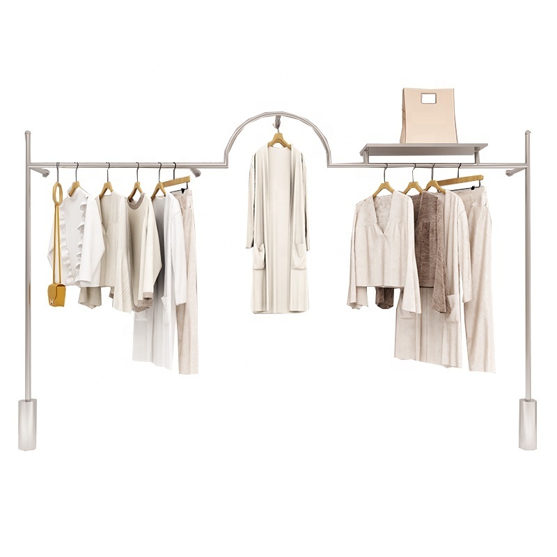 Clothing Display Rack Wall Mounted Clothes Display Rack Women's Store Display Shelf Stainless Steel Clothes Rack