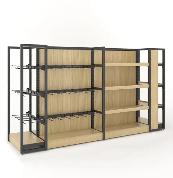 High Quality  Wooden Shelf Retail Grocery Rack Supermarket Shelf Gondola Wood Shelf for Winery