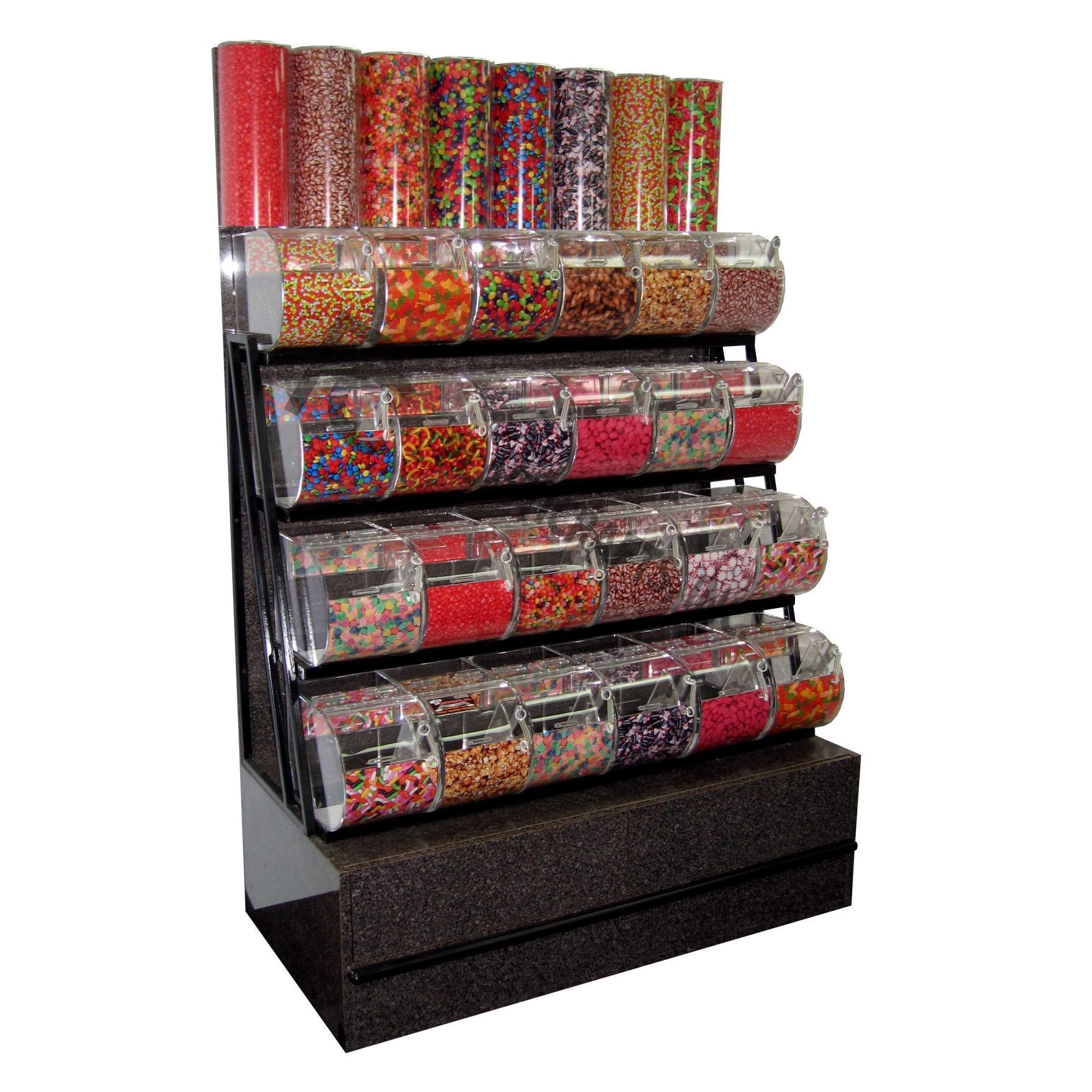 Wholesale display shelves supermarket candy display racks  with Acrylic Bins