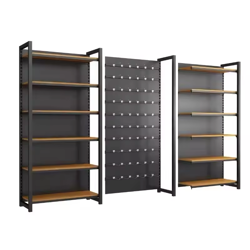 Supermarket wooden retail shelving display shop shelves snacks cosmetic grocery display convenience store multilevel rack