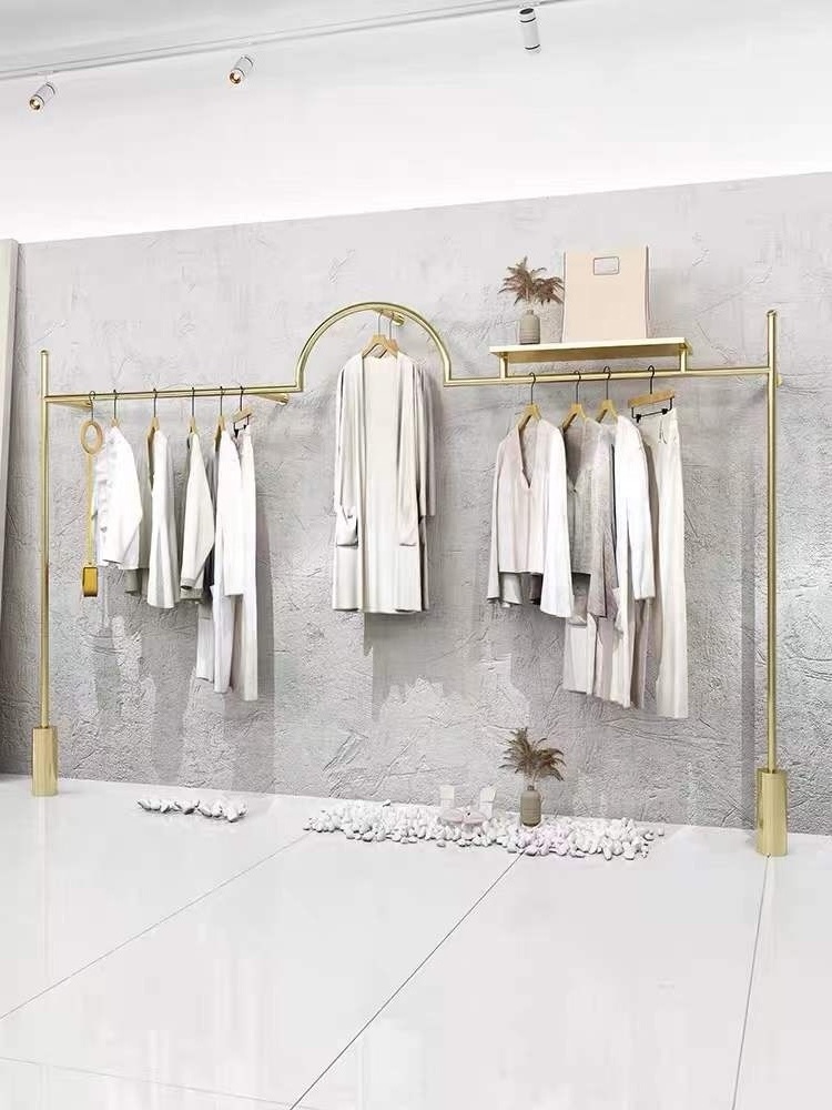 Clothing Display Rack Wall Mounted Clothes Display Rack Women's Store Display Shelf Stainless Steel Clothes Rack