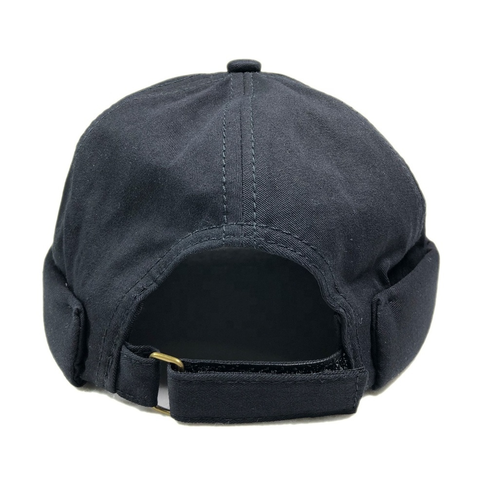 OEM small MOQ fashion black cotton brimless hat custom logo baseball cap without brim