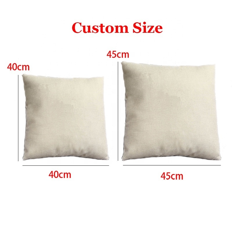 Professional custom low MOQ 45*45cm cotton linen sofa cushion digital printing for home hotel sublimation pillow case