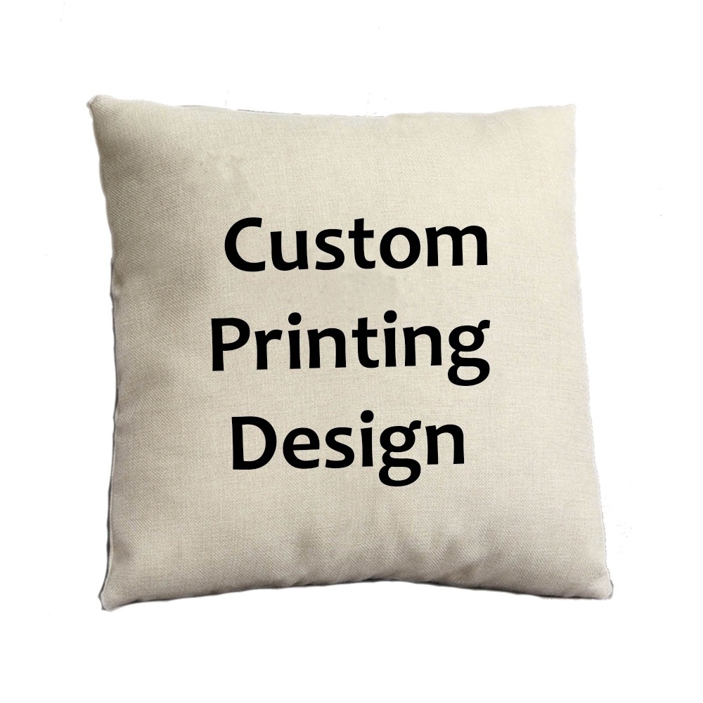 Professional custom low MOQ 45*45cm cotton linen sofa cushion digital printing for home hotel sublimation pillow case