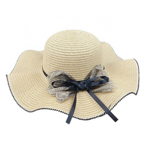 In stock high quality popular hot sale colorful bucket sun caps for women wholesale summer wide brim beach straw fedora hats