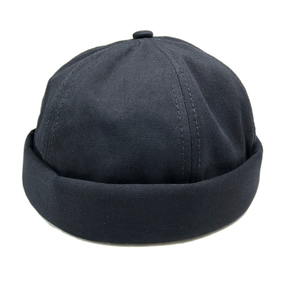 OEM small MOQ fashion black cotton brimless hat custom logo baseball cap without brim