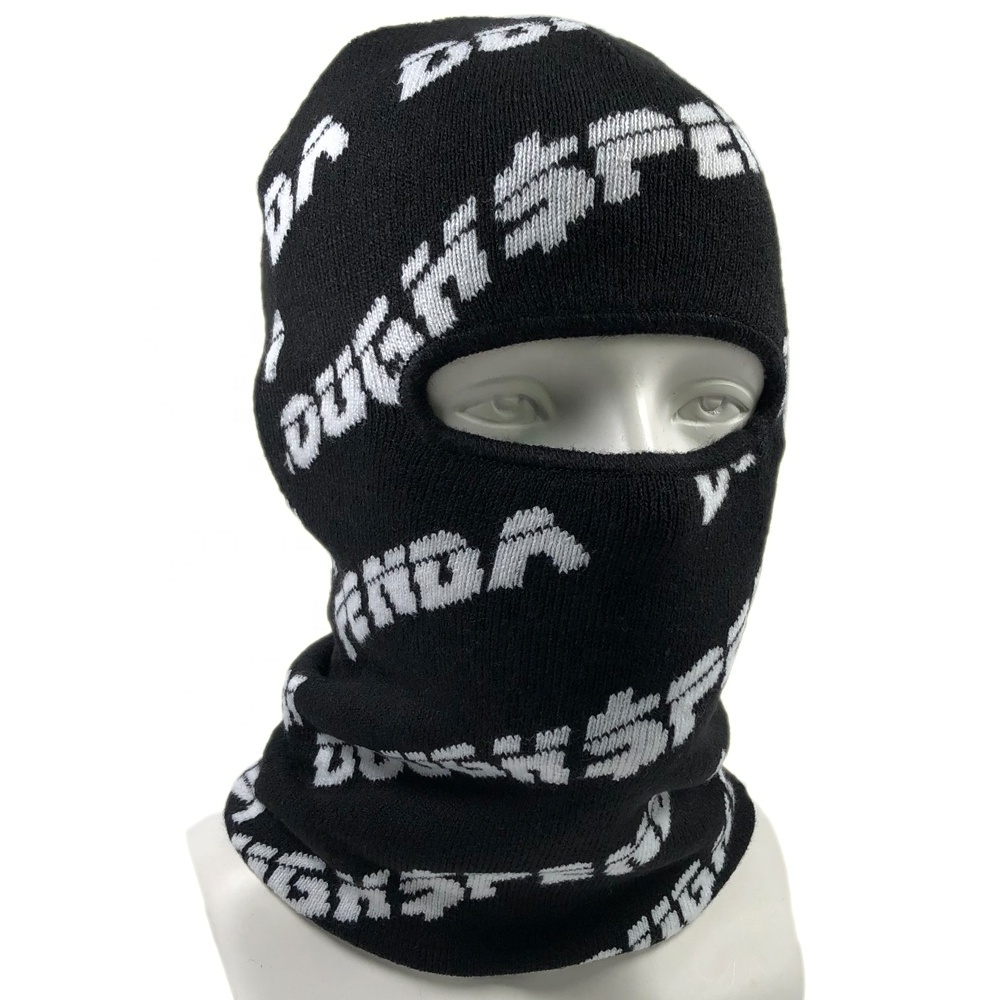 OEM high quality  acrylic unisex colorful warm hat custom jacquard full design 1 hole cheap ski balaclavas wholesale ski masks