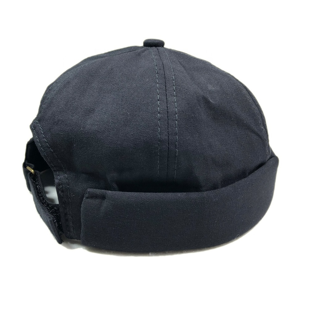 OEM small MOQ fashion black cotton brimless hat custom logo baseball cap without brim