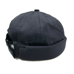 OEM small MOQ fashion black cotton brimless hat custom logo baseball cap without brim