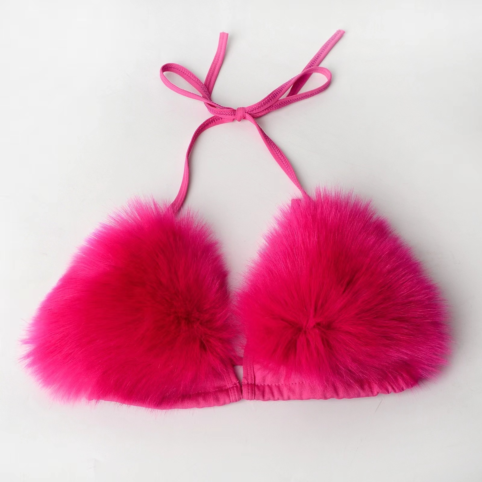 CY Wholesale Sexy Women Fur Bra Swimwear Women's Bikini Customized Logo Fur Thong Sexy Bikini