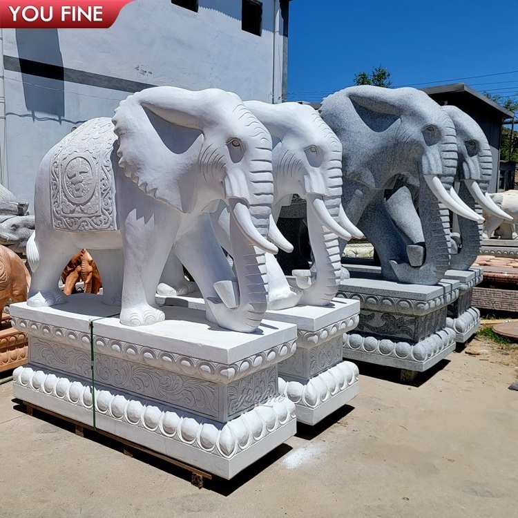 Natural Marble White Elephant Statues for Sale