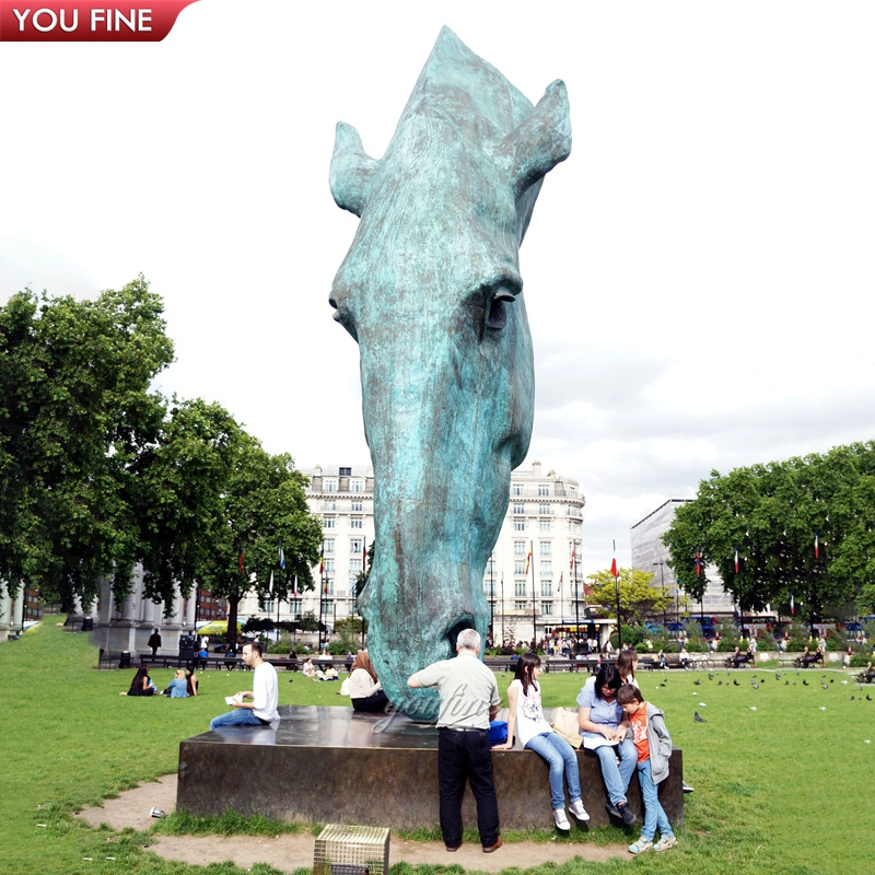 Large Outdoor Bronze Horse Head Sculpture