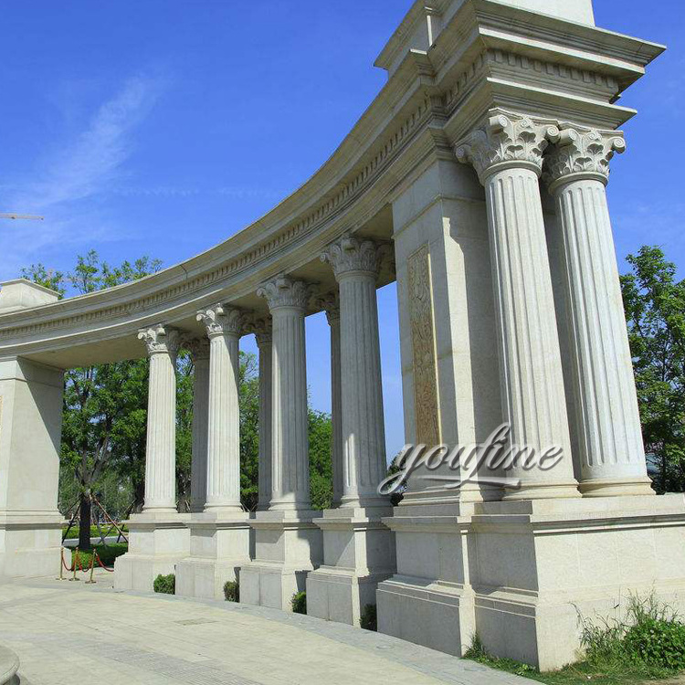 Outdoor Decoration Hand Carved Natural Stone Roman Marble Column For Sale