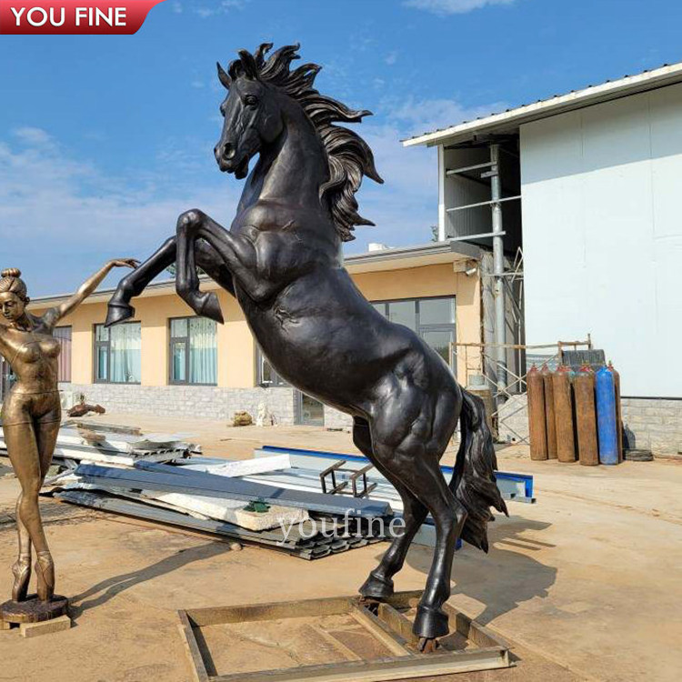 Outdoor Garden Life Size Copper Jumping Bronze Horse Sculpture Statue