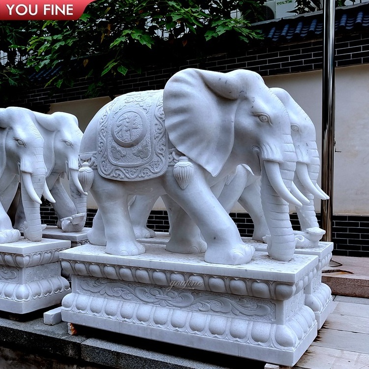 Natural Marble White Elephant Statues for Sale