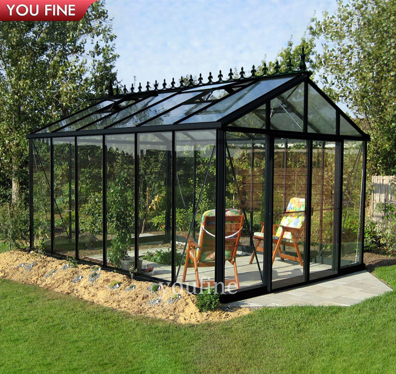 Customizable Free Standing Sunrooms Houses Aluminum Frame Triangle Roof Sunroom Backyard Glass House Gazebo